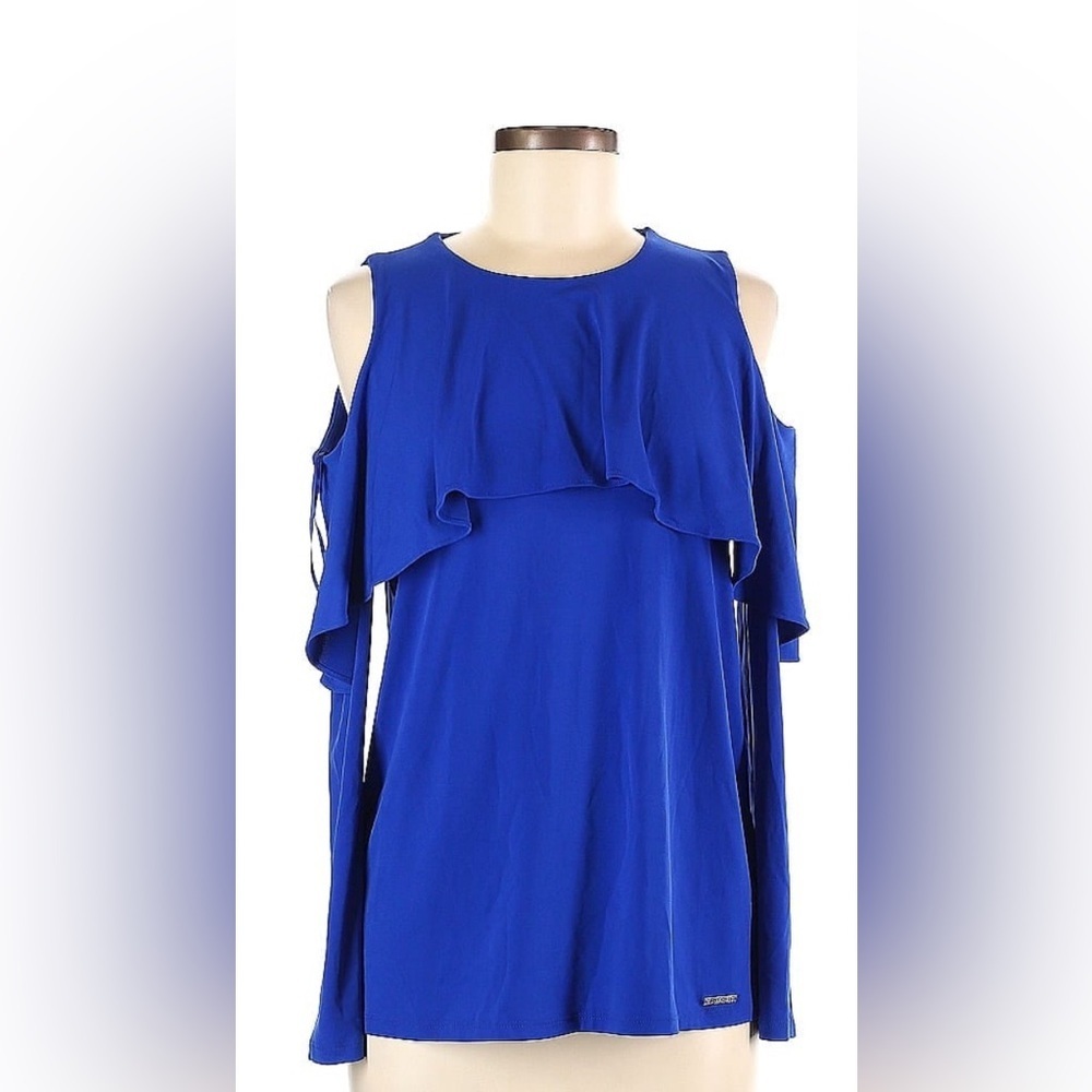 Michael Kors - Women's Blue Open Shoulder Top